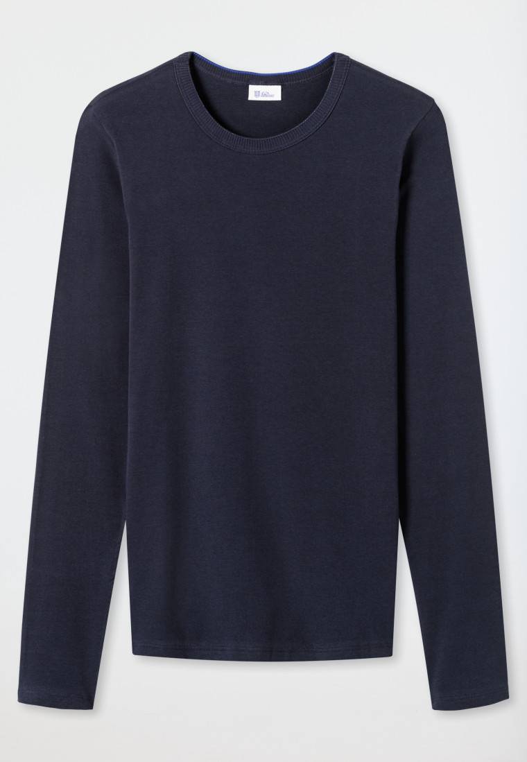 Schiesser Shirt langarm dunkelblau - Revival Ludwig Super Rabatt