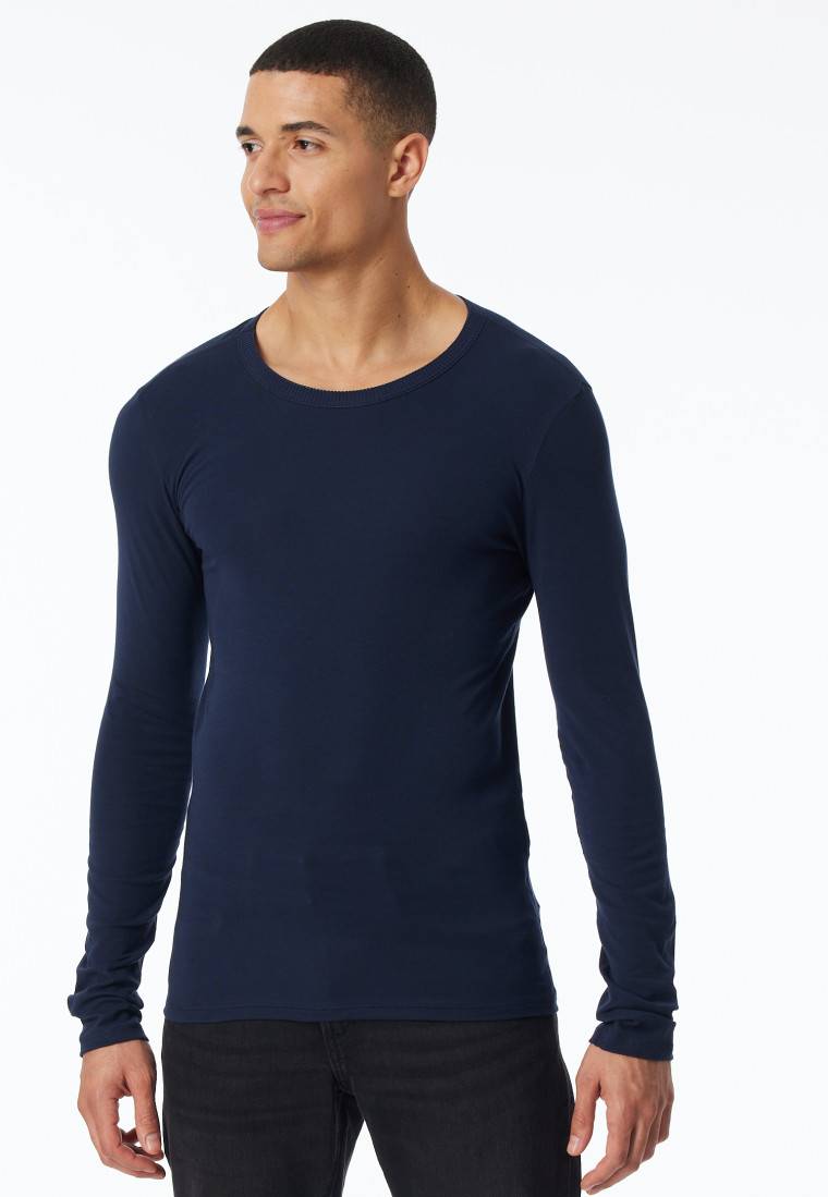 Schiesser Shirt langarm dunkelblau - Revival Ludwig Super Rabatt