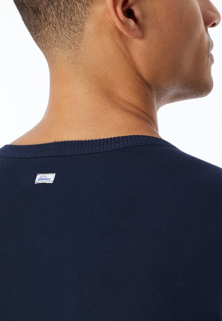 Schiesser Shirt langarm dunkelblau - Revival Ludwig Super Rabatt