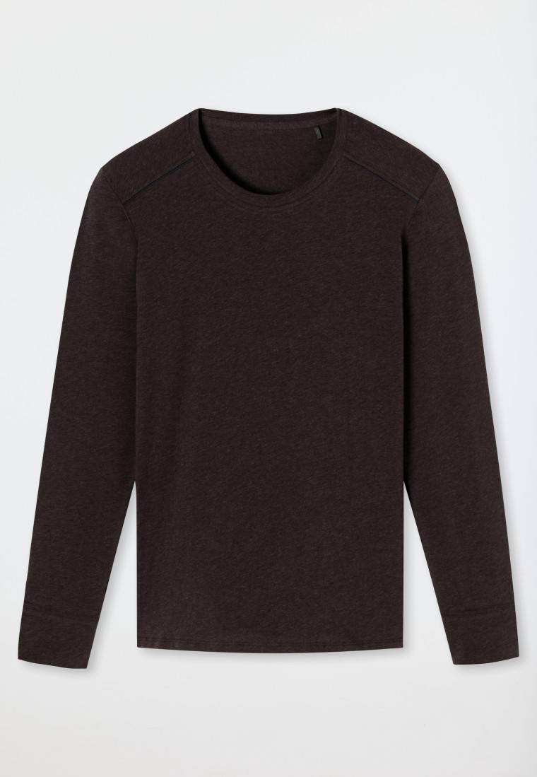 Schiesser Shirt langarm braun meliert - Comfort Fit Kostenloser Versand international
