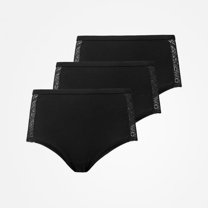 Snocks High Waist Hipster Panties mit Spitze aus Bio-Baumwolle