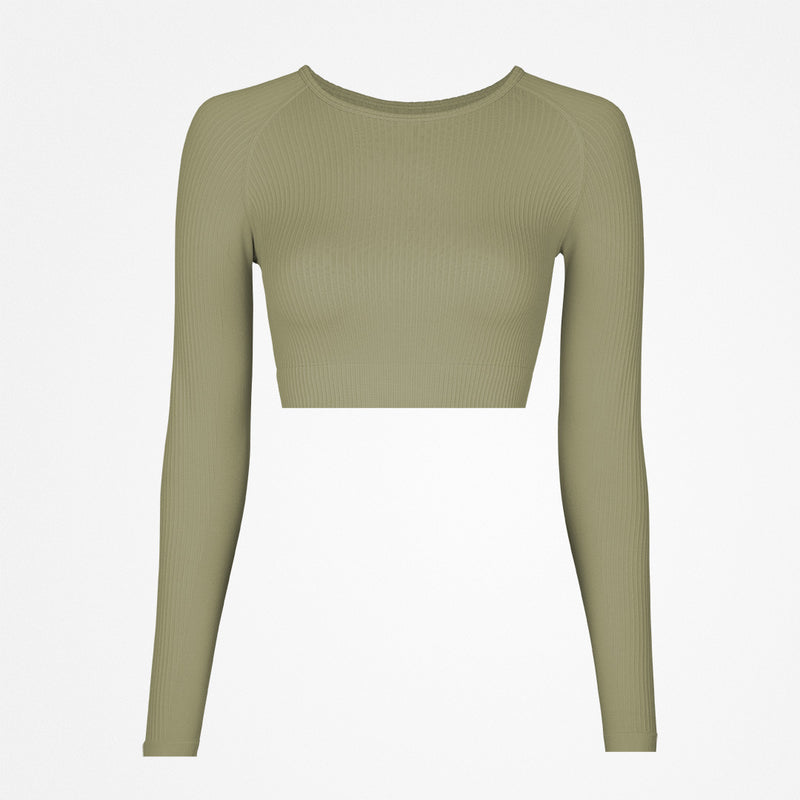 Snocks Geripptes Sportshirt langarm Damen aus recyceltem Polyamid