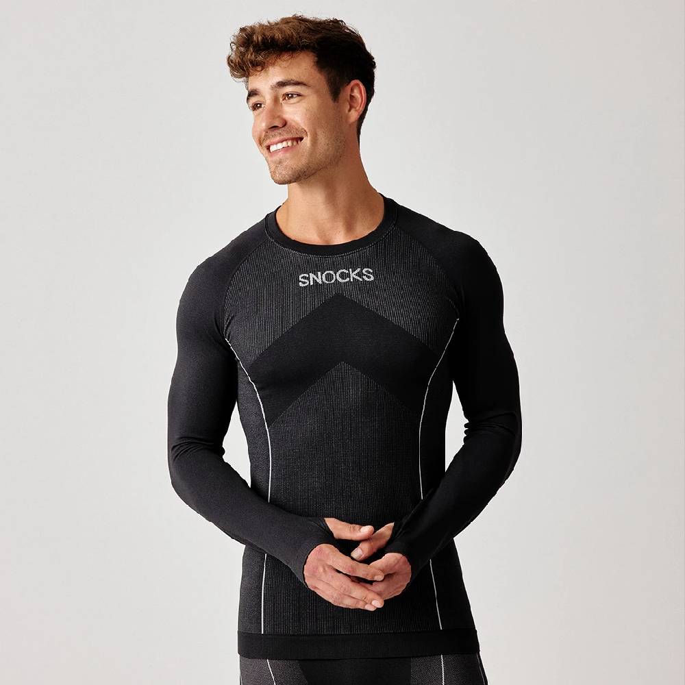 Snocks Thermounterwäsche Herren mit Daumenloch aus recyceltem Polyester Neueste Mode
