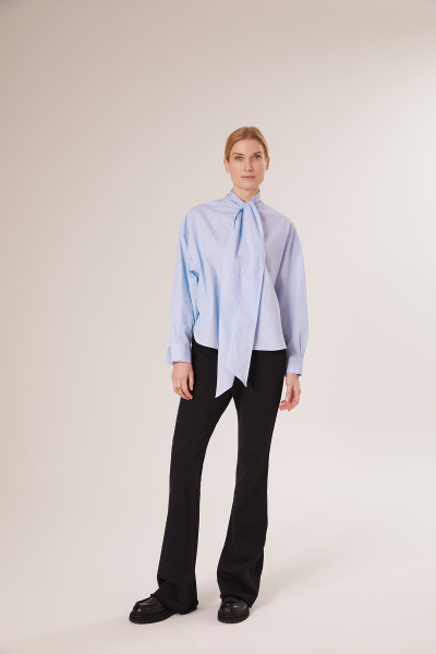 Sosue Bow Blouse Blue Stripes Saisonschlussverkauf