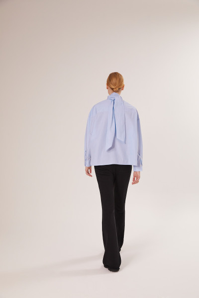 Sosue Bow Blouse Blue Stripes Saisonschlussverkauf