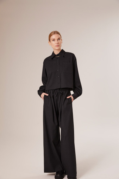 Sosue Pinstripe Blouse Black Große Rabatte
