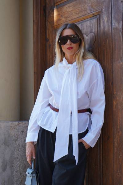 Sosue Bow Blouse White Super Sparpreis