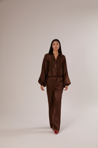 Sosue Pants Satin Shiny Brown Bis zu 60% Rabatt