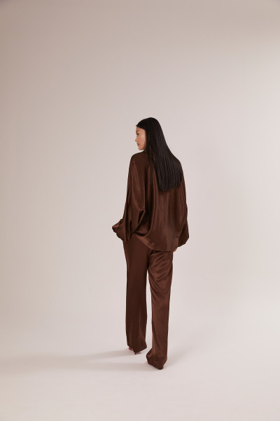Sosue Pants Satin Shiny Brown Bis zu 60% Rabatt