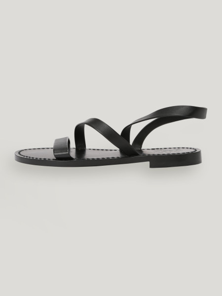 Sosue Flache Sandalen aus Leder Black NEW Flash Sale