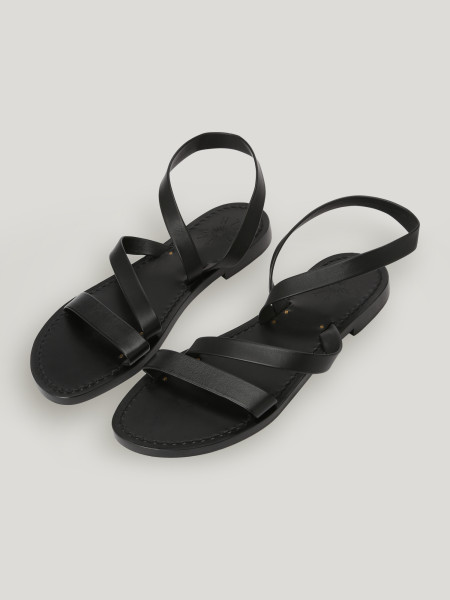 Sosue Flache Sandalen aus Leder Black NEW Flash Sale
