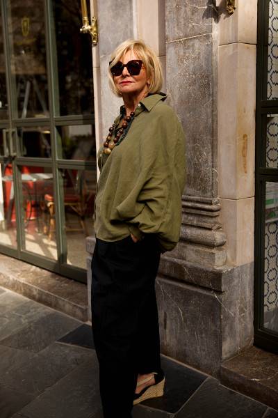 Sosue Bluse Antonia Linen Olive Neueste Mode