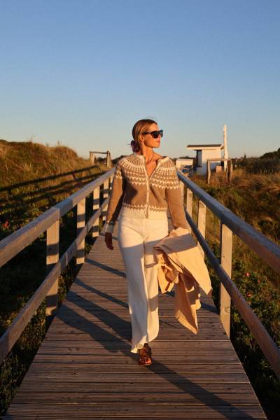 Sosue Jacket Norweger Vintage Beige Sonderangebot der Fabrik