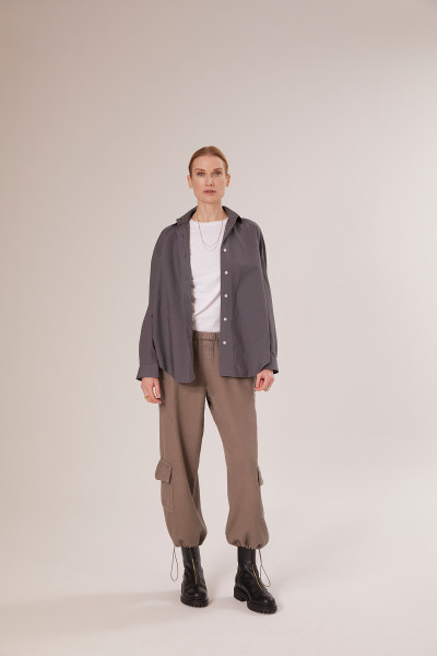 Sosue Bluse Boyfriend Anthrazit Blitzverkäufe