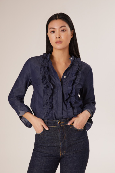 Sosue Ruffle Blouse Denim Neuheiten